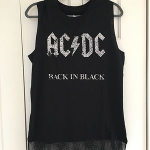 AC/DC Black Tank with Lace